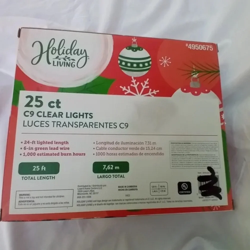 NEW Holiday Living 25Ct C9 Clear Christmas Holiday Incandescent 25Ft